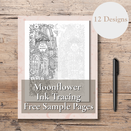 Moonflower Series Samples Pages - Ink Tracing Book (Digital Download)